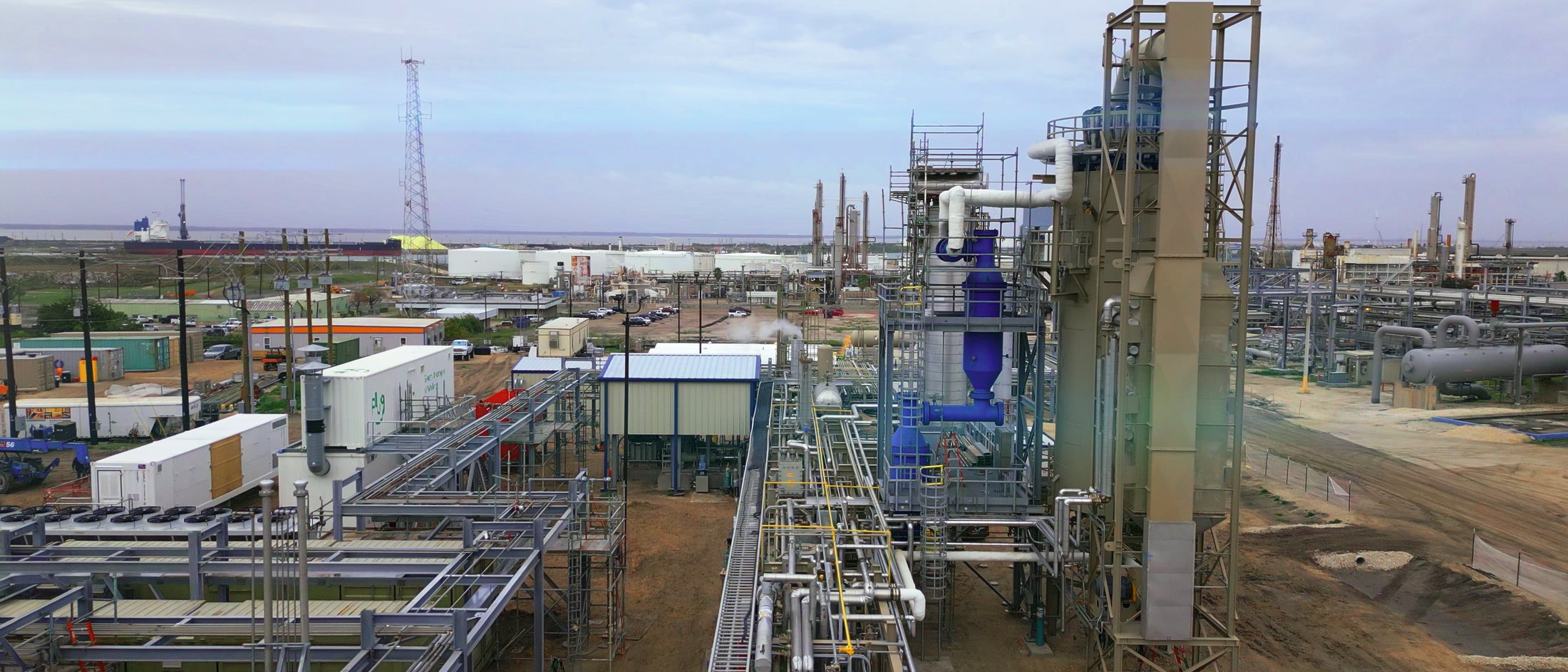 Wide view of the Project Pathfinder eFuels facility in Corpus Christi, Texas